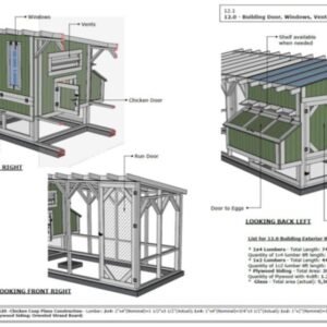 Chicken coop design with specifications.